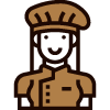 Icono de mujer repostera con gorro de cocinera